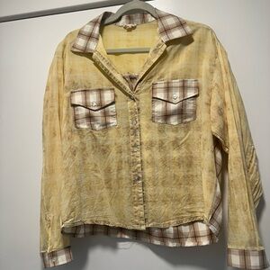 Yellow Plaid Button-Up Shirt